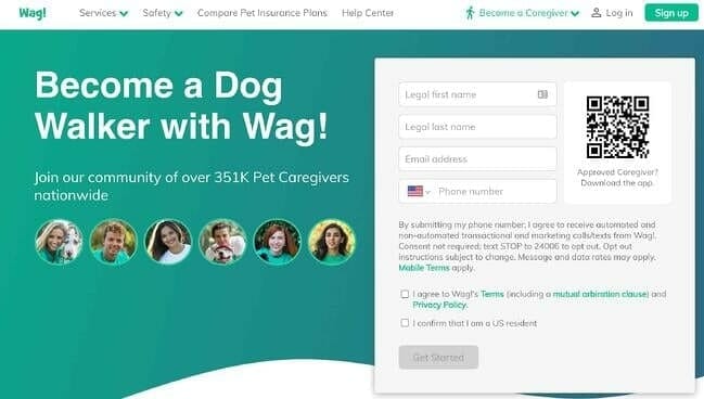 Wag's landing page